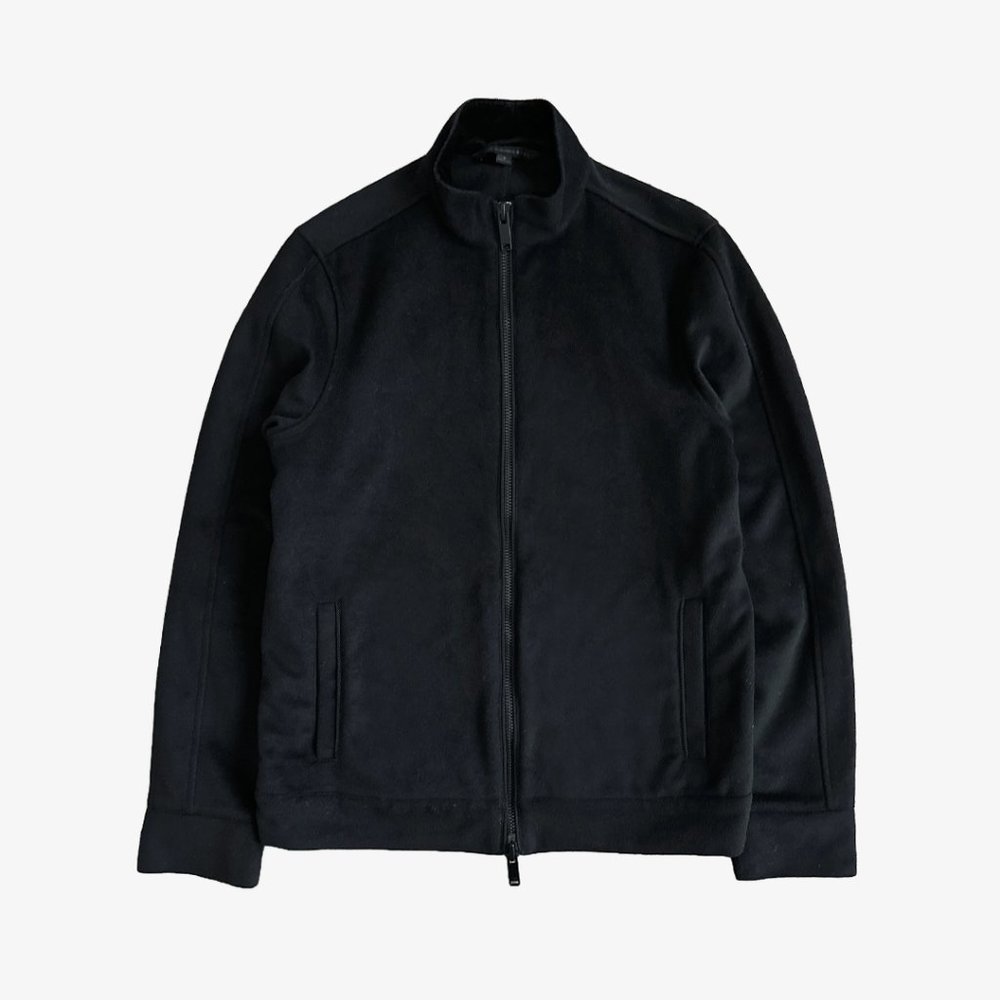 Black Wool Zip-Up High Neck Jacket by John Varvatos
